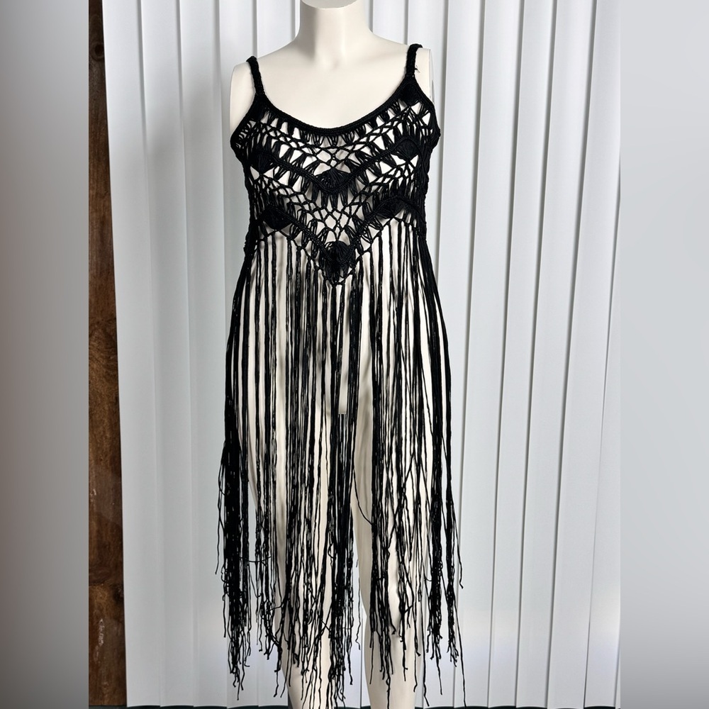 Boho Macrame Fringe Top One Size Festival Cover Up Acrylic